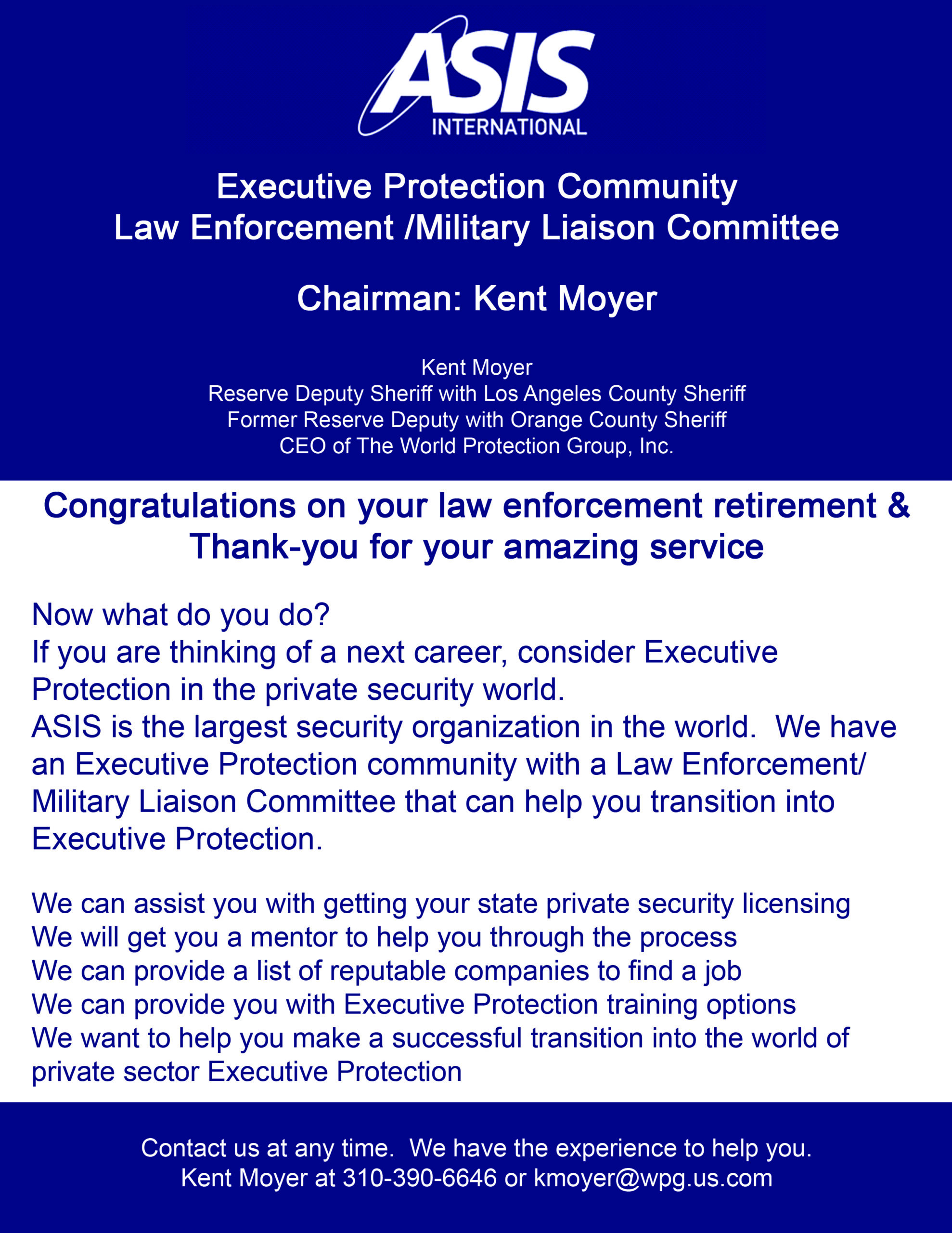 ASIS Executive Protection flyer